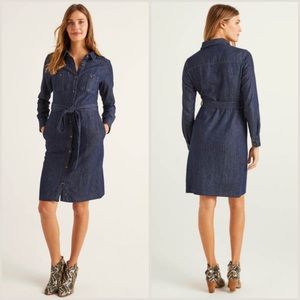 BODEN Holly Denim Belted Shirt Dress Size 12P New with Tags